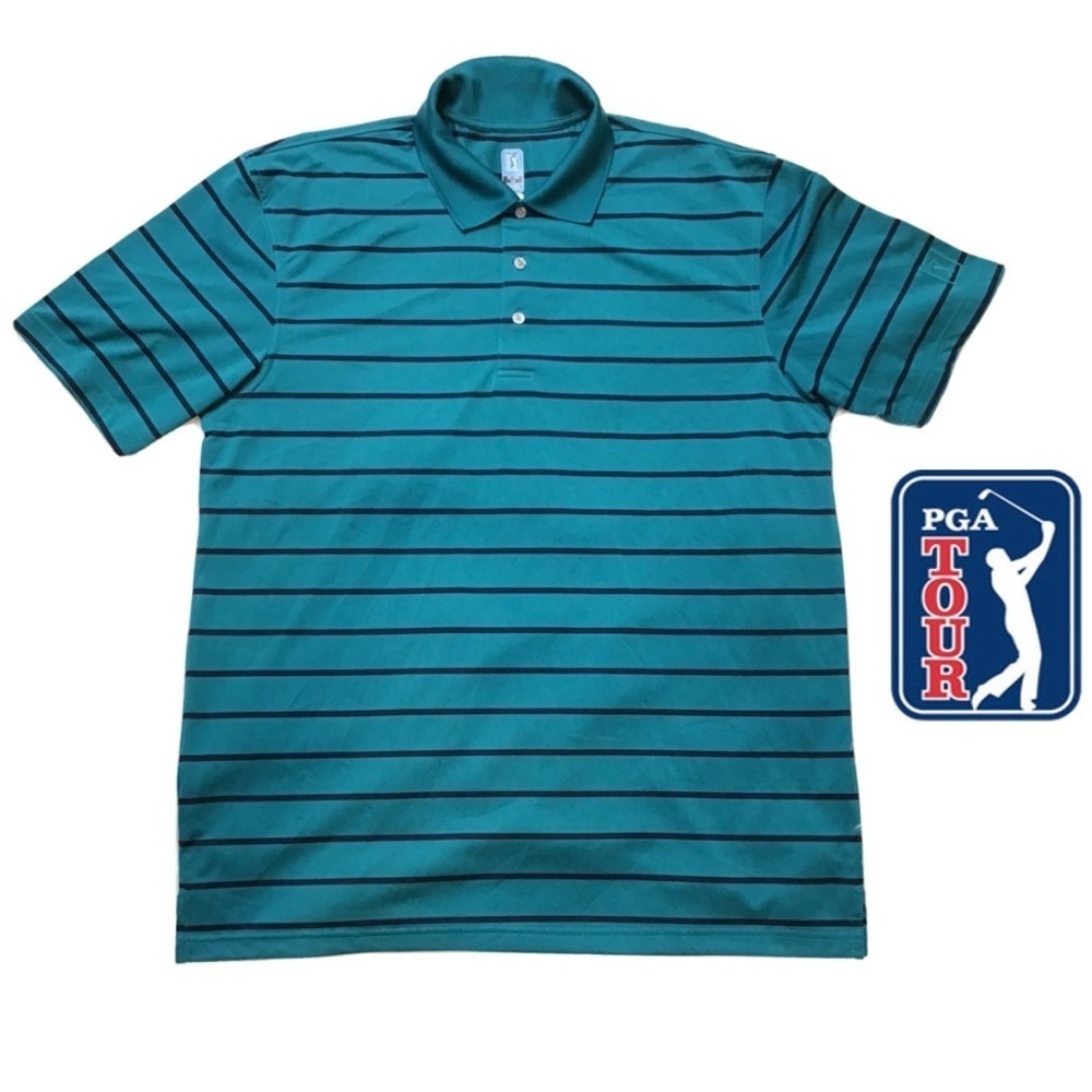 PGA TOUR Mens AIRFLUX STRIPED PERFORMANCE SHORT SLEEVE GOLF POLO SHIRT SIZE XL